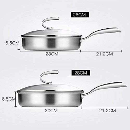 Sartén de la Cacerola de Acero Inoxidable 304 sin Recubrimiento Antiadherente Filete hogar Bola de Masa de Huevo panqueque Olla Día de la Madre General (Size : 28cm)