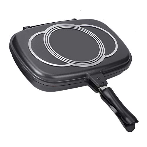 Sartén, Flip Sartén de doble cara, Barbacoa antiadherente Herramienta de cocina Utensilios de cocina Estufa con mango anti-escaldado