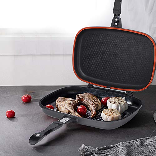 Sartén, Flip Sartén de doble cara, Barbacoa antiadherente Herramienta de cocina Utensilios de cocina Estufa con mango anti-escaldado