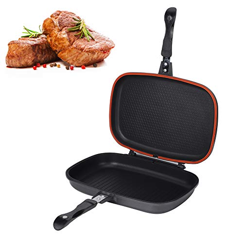 Sartén, Flip Sartén de doble cara, Barbacoa antiadherente Herramienta de cocina Utensilios de cocina Estufa con mango anti-escaldado
