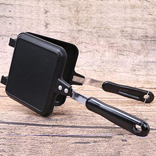 Sartén Para Parrilla Antiadherente Doble Cara, Sartén Para Tortilla Portátil Sartén Cuadrada Sartén Gigante Utensilios De Cocina Para Interiores Y Exteriores,Negro