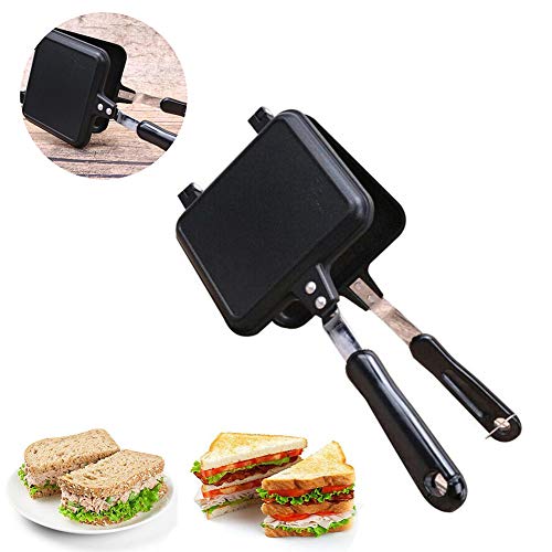 Sartén Para Parrilla Antiadherente Doble Cara, Sartén Para Tortilla Portátil Sartén Cuadrada Sartén Gigante Utensilios De Cocina Para Interiores Y Exteriores,Negro