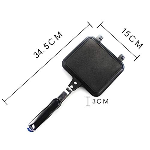 Sartén Para Parrilla Antiadherente Doble Cara, Sartén Para Tortilla Portátil Sartén Cuadrada Sartén Gigante Utensilios De Cocina Para Interiores Y Exteriores,Negro