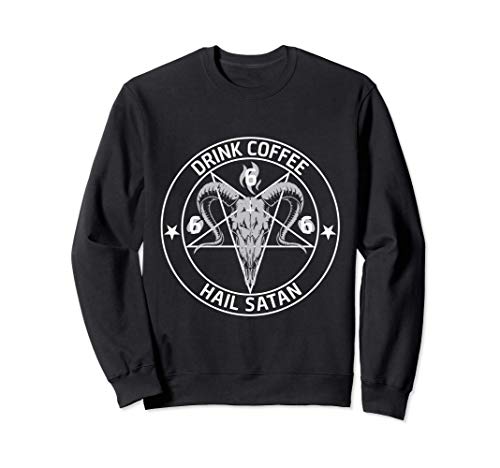 Satánico Cabra Pentagrama Cráneo Bebida Café Granizo Satanás Sudadera