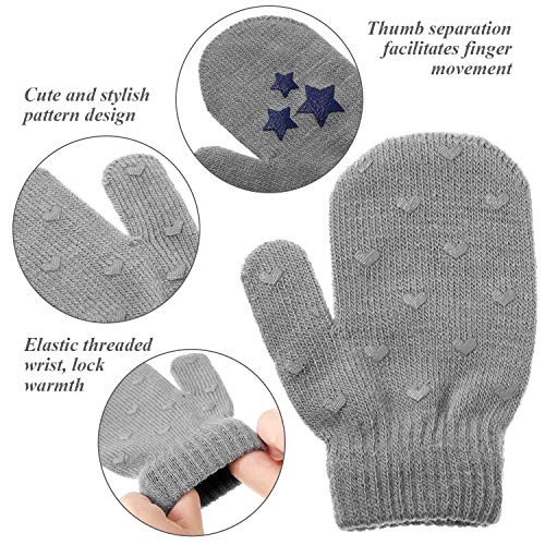 SATINIOR Conjunto de Guantes Sombrero de Bebé Gorro de Orejera de Invierno en Forma de Oso Guantes de Punto de Completos Dedos para Niños Niñas
