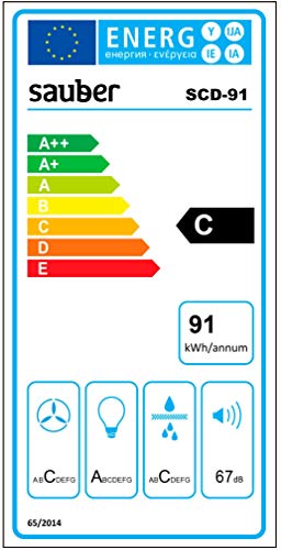 Sauber - Campana Chimenea Succión SCD91 - Ancho: 90cm - Acero inoxidable