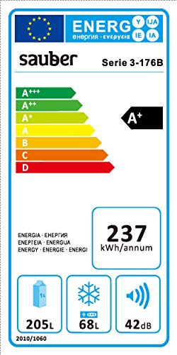 Sauber - Frigorífico Combi SERIE 3-176B - Eficiencia energética: A+ - 176x55,5 cm - ENTREGA EN DOMICILIO