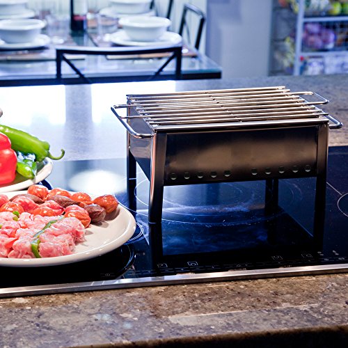 Sauvic 02908 Barbacoa SOBREMESA 25X20 18/8, Acero Inoxidable, 34.50x22.00x13.50 cm