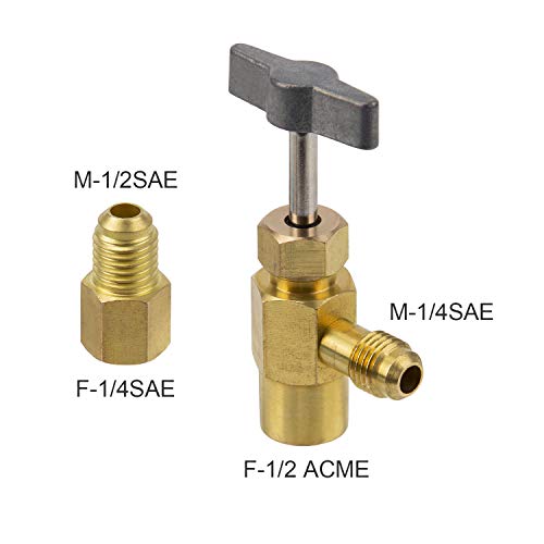 SAVITA Aire del Coche Juego de Herramientas, AC R134A Acopladores rápidos Adaptadores Puede Tocar con Adaptador de Tanque por 1/4 Pulgadas y 1/2 Pulgadas Montaje AC Manguera de medición