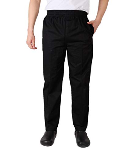Sawanica Pantalones de Chef Pantalón de Trabajo Negro
