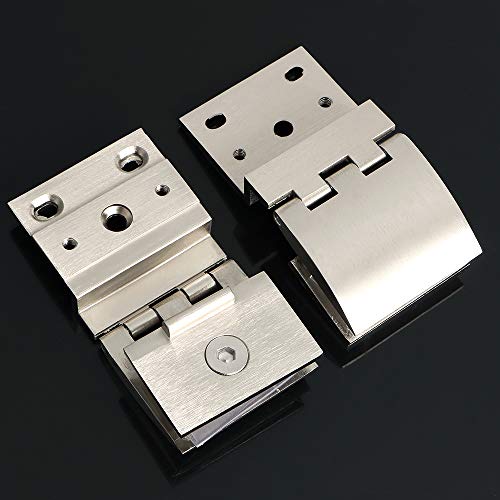 Sayayo - Bisagra de vidrio de 90 grados para puerta de cristal, escaparate de vidrio, armario o puerta montado en la pared, adaptativo 6-12 mm, 2 unidades, acero inoxidable cepillado acabado