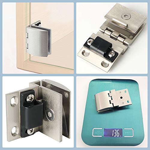 Sayayo - Bisagra de vidrio de 90 grados para puerta de cristal, escaparate de vidrio, armario o puerta montado en la pared, adaptativo 6-12 mm, 2 unidades, acero inoxidable cepillado acabado