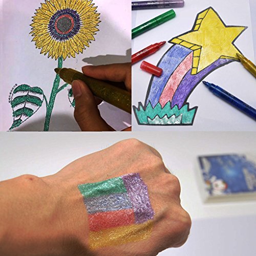 SAYEEC 5 rotuladores brillantes con purpurina para colorear, rotuladores para hacer tarjetas de bricolaje, dibujar, colorear, álbum de fotos, regalo de cumpleaños, tarjeta de agradecimiento