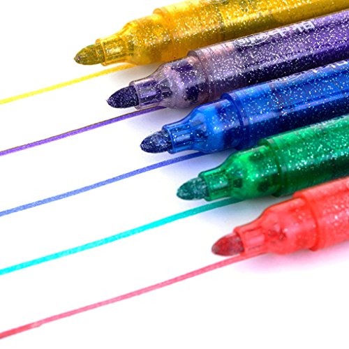 SAYEEC 5 rotuladores brillantes con purpurina para colorear, rotuladores para hacer tarjetas de bricolaje, dibujar, colorear, álbum de fotos, regalo de cumpleaños, tarjeta de agradecimiento