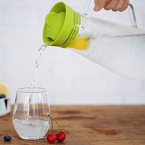 SBDLXY Jarra, Jarra de Vidrio con Tapa de 1,3 litros, Jarra de Agua fría/Caliente con asa, Jarra de Vidrio de borosilicato para té Helado casero, Leche, café y Jugo, Cepillo y Posavasos incluidos