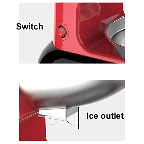SBJ Trituradora de Hielo, Máquina de Hielo de Calidad Industrial Comercial 350 W, Granizadora, Máquina de Hielo en Polvo para Cono de Nieve, para Uso Comercial en el Hogar, Rojo