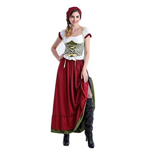 SC Halloween Ropa De Mujer Pañuelos En La Cabeza Faldas Largas Ganchos De Encaje Disfraces Cerveza Niñas Adecuado para Fiestas Restaurantes Bares Y Otras Ocasiones,Red,M