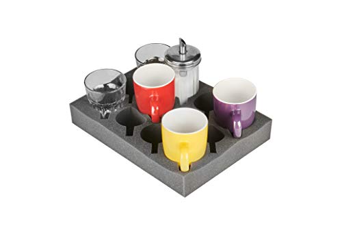 SCHAUMEX® - Soporte de Espuma para Tazas, Vasos o Copas - para acampadas, caravanas y Barcos - Fabricado en Alemania - con homologación Oeko-Tex - con Espacio para 12 Piezas