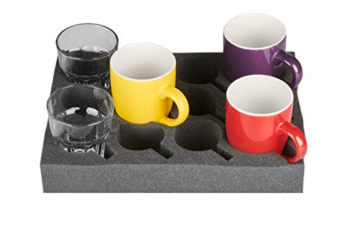 SCHAUMEX® - Soporte de Espuma para Tazas, Vasos o Copas - para acampadas, caravanas y Barcos - Fabricado en Alemania - con homologación Oeko-Tex - con Espacio para 12 Piezas