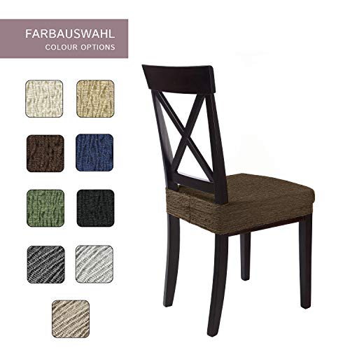 SCHEFFLER-Home Jara 2 Fundas para Asiento de sillas, Estirable Cubiertas, extraíble Funda con Banda elástica, Marrón