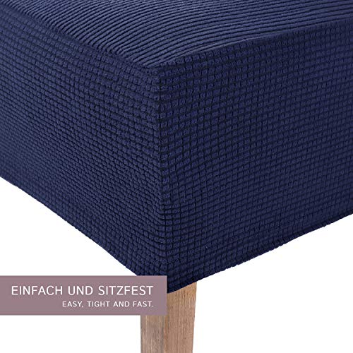 SCHEFFLER-Home Sofia 2 Fundas de sillas, Estirable Cubiertas, Velours extraíble flexibel Funda con Banda elástica, Azul