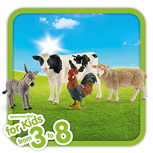 Schleich - Farm World, Set de Iniciación, Incluye Burro, Vaca, Gallo y Oveja , color/modelo surtido