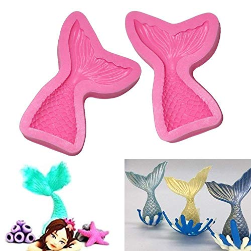 Schneespitze 4 Pcs Molde De Silicona,Molde De Pastel Moldes De Cola De Sirena Fondant Para Decorar Tartas para ConfiteríA,Hornear, Chocolate,DecoracióN De Pasteles