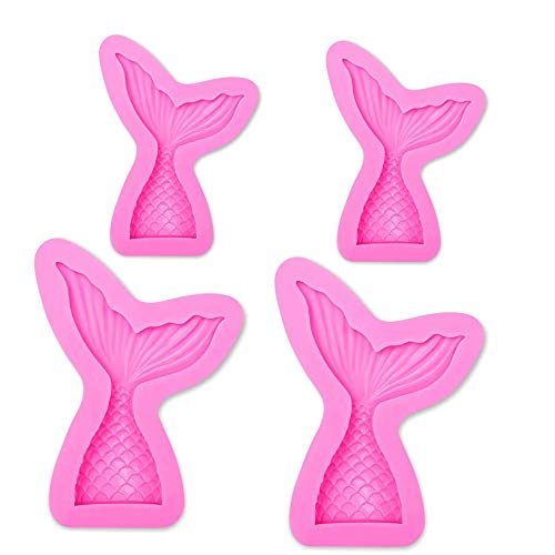Schneespitze 4 Pcs Molde De Silicona,Molde De Pastel Moldes De Cola De Sirena Fondant Para Decorar Tartas para ConfiteríA,Hornear, Chocolate,DecoracióN De Pasteles