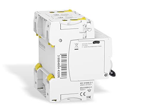 Schneider Electric A9Z21440 Acti 9 iID RCCB, Type A, 4P, 40A, 30mA, 73mm x 72mm x 91mm, Blanco