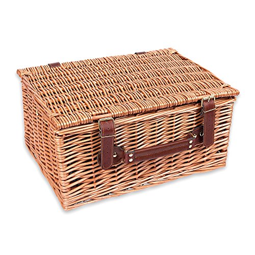 Schramm® Cesta de picnic 40x30x20cm rectangular de madera de sauce para 2 personas