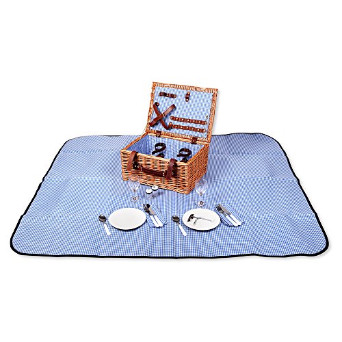 Schramm® Cesta de picnic 40x30x20cm rectangular de madera de sauce para 2 personas