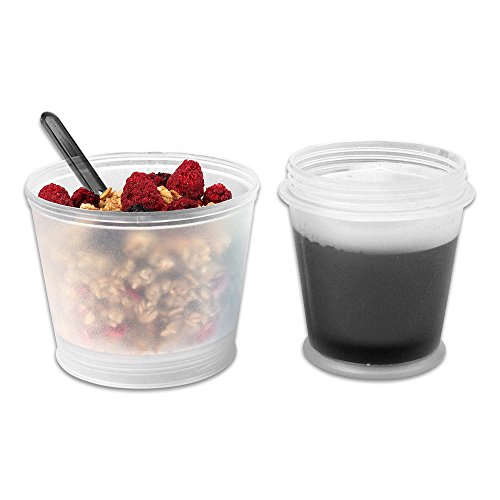 Schramm® Yoghurt Cup 7 Colours to go Muesli-to-Go Muesli Cup with Integrated Cooling Compartment and Spoon Cereal Bowl Yoghurt Cup Muesli Container Yoghurt Container for on The go, Farbe:Schwarz