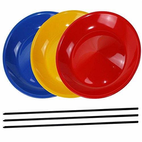 SchwabMarken 3 Platos Chinos con 3 Palo de plástico, 3 o 5 Platos Chinos con Palo de Madera o con Palo de plástico