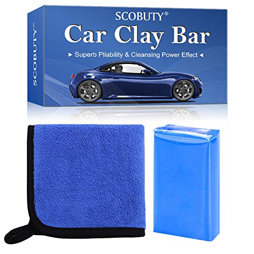 SCOBUTY Barra de Arcilla Coche, Car Clay Bar, Barra Limpiadora Auto Detallado Reutilizable Auto Cleaning Clay Bar Cleaner para Automóviles Camiones Auto Vehículos con Capacidad de Lavado y Adsorción