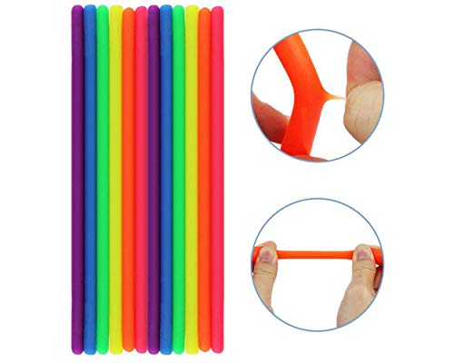 SCSpecial Cuerdas elásticas, 12 Piezas, Coloridos Fideos de Mono, Juguetes sensoriales