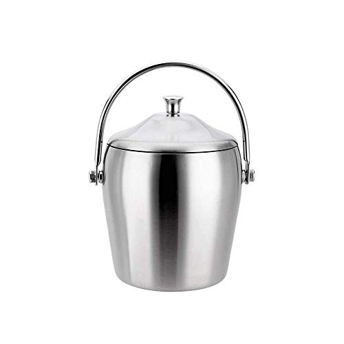 Sdesign Artículos for el hogar Frío Industrial Bebidas Cubo - Ampliación de la Vendimia del Estilo de Acero Partido más frío de hidromasaje - Asas Laterales - Plata (Size : 1L)