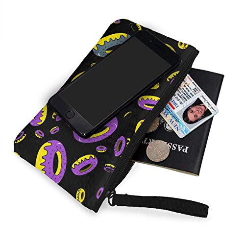 SDFGJ Donut Cake Pattern Canvas Monedero Monedero Ligero Monedero Monedero Monedero Bolsa para teléfono móvil con Cremallera