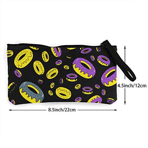 SDFGJ Donut Cake Pattern Canvas Monedero Monedero Ligero Monedero Monedero Monedero Bolsa para teléfono móvil con Cremallera
