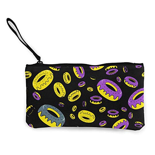 SDFGJ Donut Cake Pattern Canvas Monedero Monedero Ligero Monedero Monedero Monedero Bolsa para teléfono móvil con Cremallera
