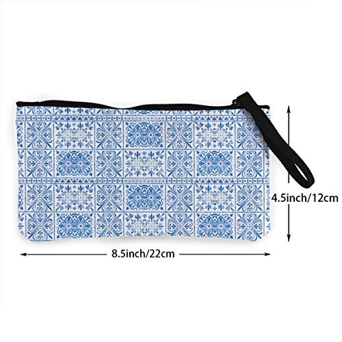 SDFGJ Monedero de Lona de Porcelana Azul y Blanca Monedero Monedero Divertido Monedero Monedero Bolsa de teléfono móvil con Cremallera