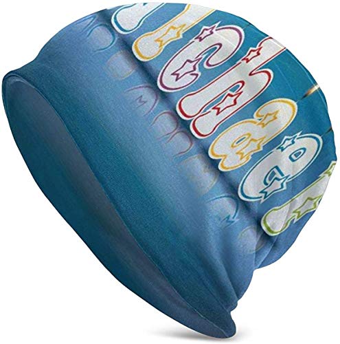 SDFGSE Top Level Beanie Men Women - Kids Boys Name Letter Design for Delicious Birthday Party Cake Decoration - Unisex Cuffed Plain Skull Knit Hat Cap