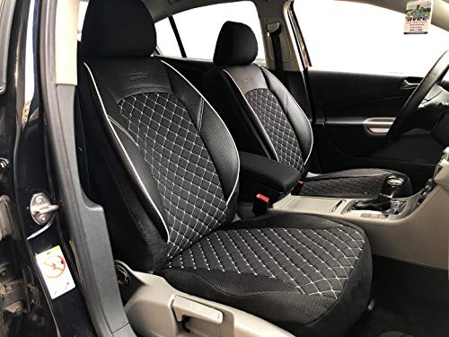 seatcovers by k-maniac Fundas universales para Suzuki Liana en Blanco y Negro para Asientos Delanteros, Accesorios para el Interior del Coche V1305815
