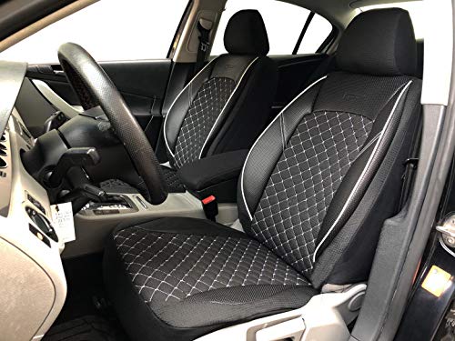 seatcovers by k-maniac Fundas universales para Suzuki Liana en Blanco y Negro para Asientos Delanteros, Accesorios para el Interior del Coche V1305815