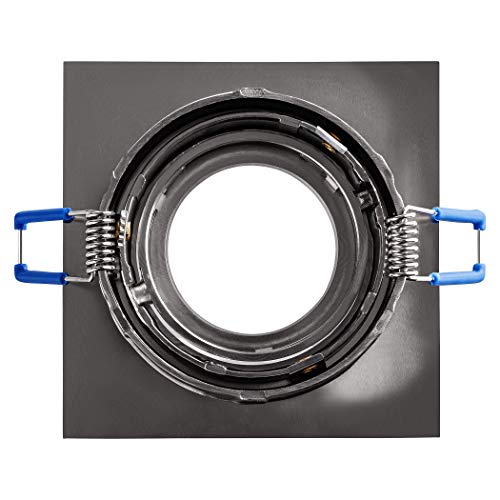 SEBSON 6x Foco empotrable Techo orientable incl. GU10 casquillo (LED/Halógeno) - Orificio de montaje ø80mm, 92x92x19,5mm, cuadrado, aluminio mate