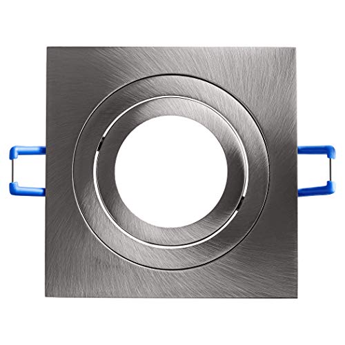 SEBSON 6x Foco empotrable Techo orientable incl. GU10 casquillo (LED/Halógeno) - Orificio de montaje ø80mm, 92x92x19,5mm, cuadrado, aluminio mate