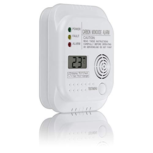 SEBSON Detector monoxido de Carbono, EN 50291, Alimentado por baterías, CO Alarma, Detector de Gas con Pantalla e indicador de Temperatura
