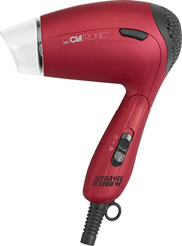 Secador de pelo de viaje con difusor y boquilla de moldeo (secador deportivo, mango plegable, económico, 1300 W, color rojo)