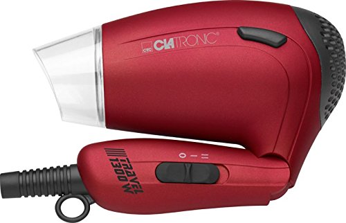 Secador de pelo de viaje con difusor y boquilla de moldeo (secador deportivo, mango plegable, económico, 1300 W, color rojo)