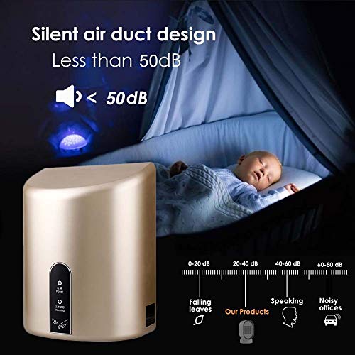 Secamanos Eléctrico | Ecológico, de Alta Velocidad y Bajo Uso de Energía | Secadores de Mano de Pared | Automática Secador de Manos Eléctrico | Frío y de Ajuste de Calor/A:Gold