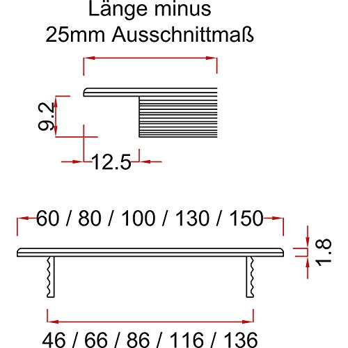 secotec rejilla de ventilación aluminio Titanio/efecto acero inoxidable 100 x 400 mm SB de 1, 1 pieza, 105031354